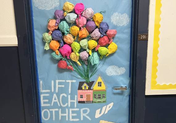 Kindness-themed classroom door display