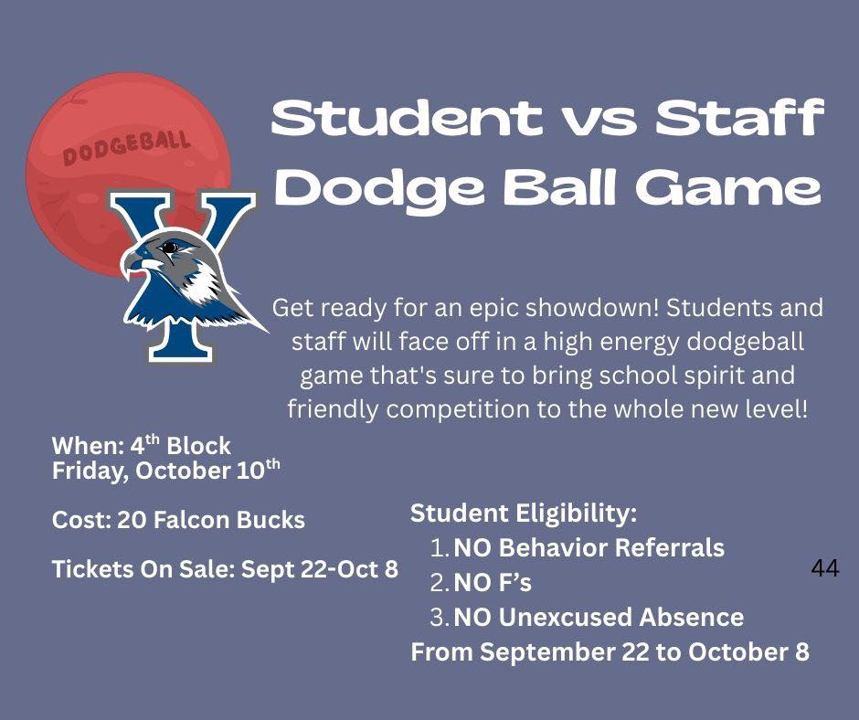 Student versus staff dodgeball game at Yorktown Middle School