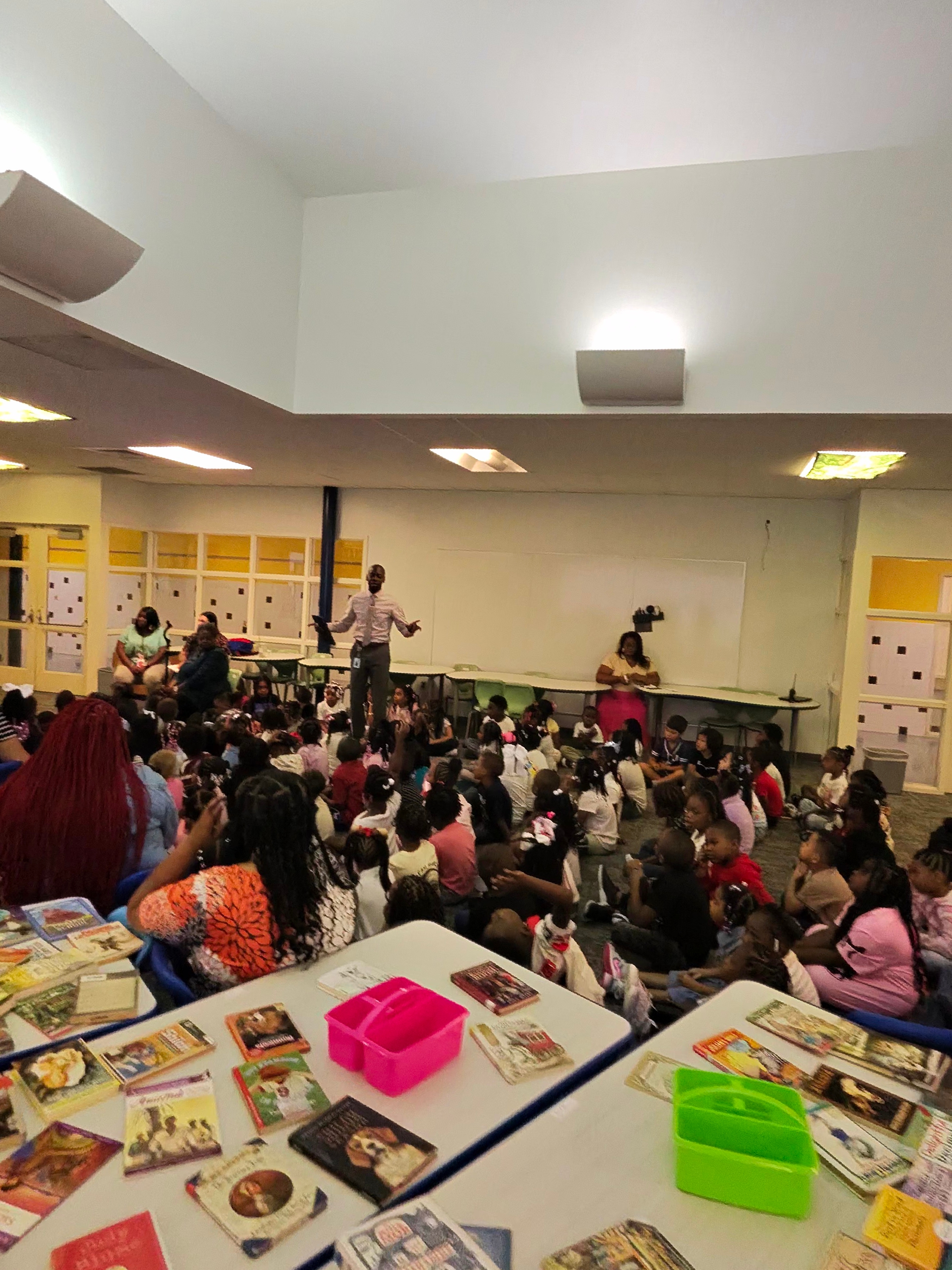Students gathered for a reading assembly at Douglas Park Elementary, Portsmouth City